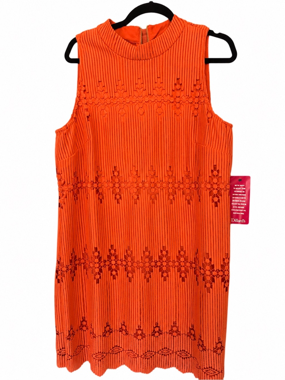Alex Marie Bright Orange Crochet-Trim Mini Dress